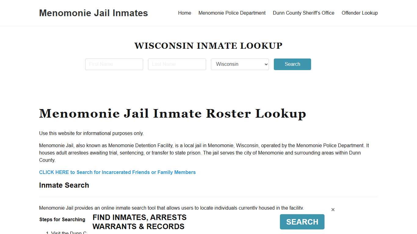 Menomonie Jail Inmate Roster, Dunn County, WI, Offender Search